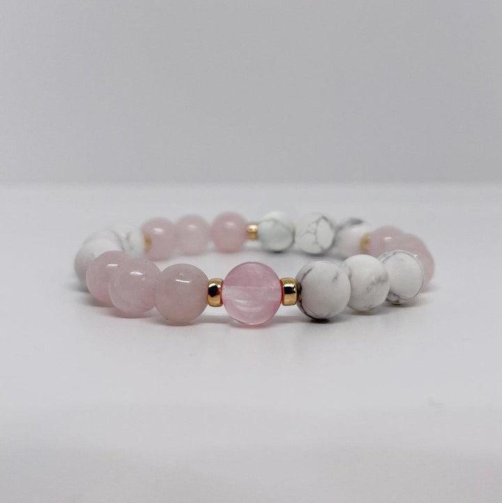 Serenity and Love - White Howlite & Cherry Quartz Bracelet