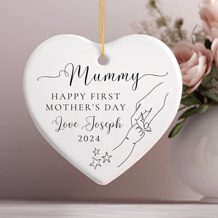 First Mothers Day Personalised  Heart Ceramic Gift