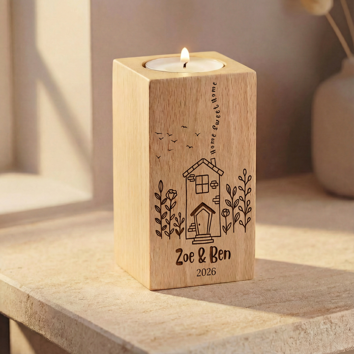 Home Sweet Home Wooden Tealight Holder