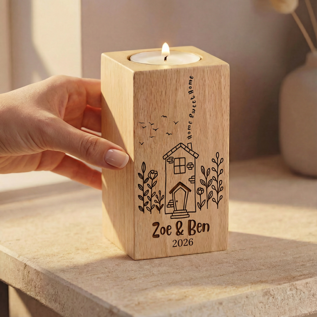 Home Sweet Home Wooden Tealight Holder