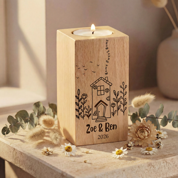 Home Sweet Home Wooden Tealight Holder