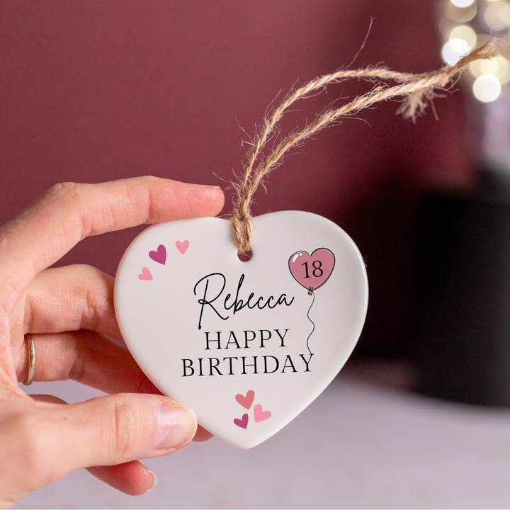 Personalised 18th Birthday Ceramic Heart Ornament