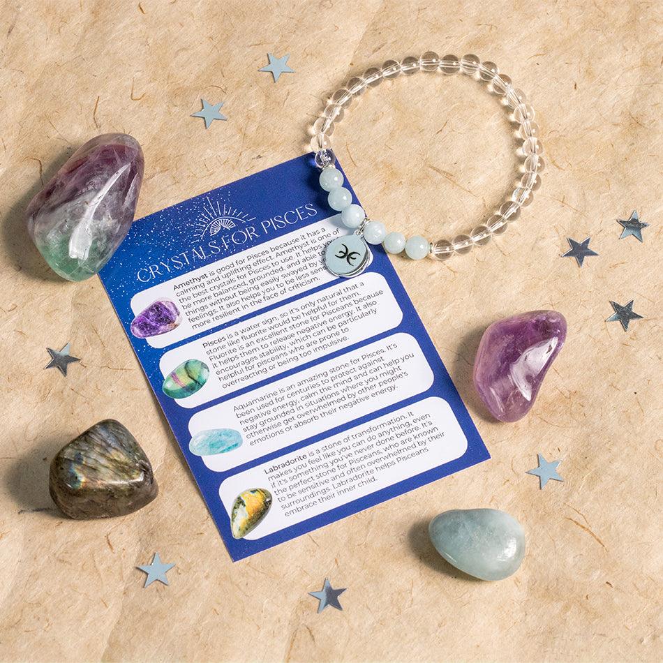 Pisces Zodiac Gift Set with Crystal Bracelet