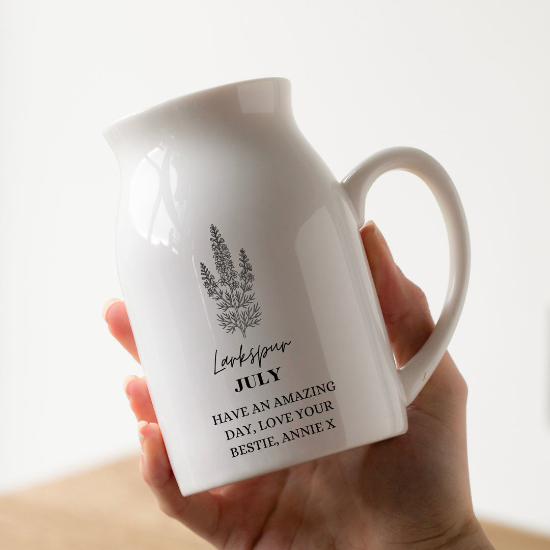 Personalised Birth Flower Vase - Larkspur July