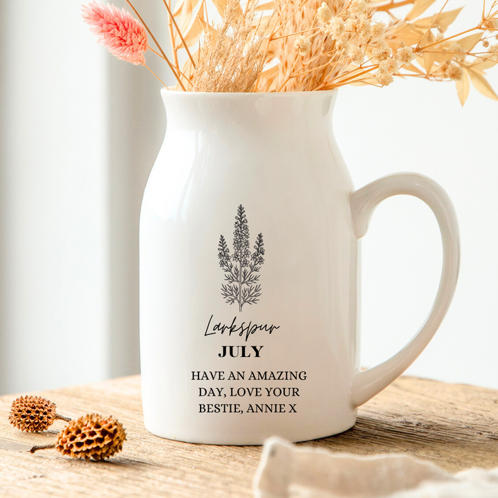 Personalised Birth Flower Vase - Larkspur July