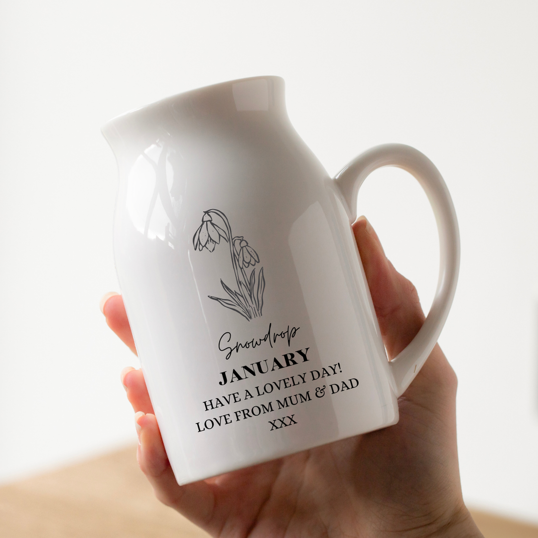 Personalised Birth Flower Vase - January Snowdrop