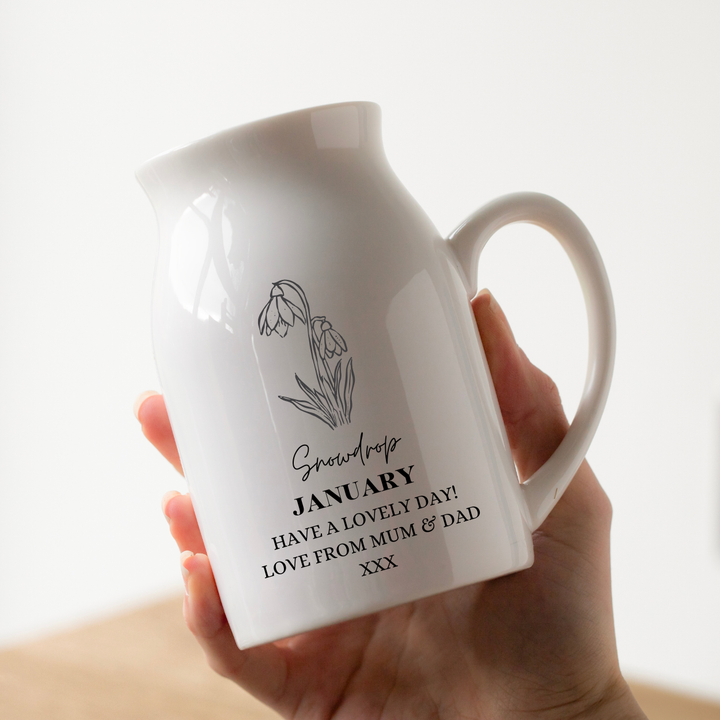 Personalised Birth Flower Vase - January Snowdrop