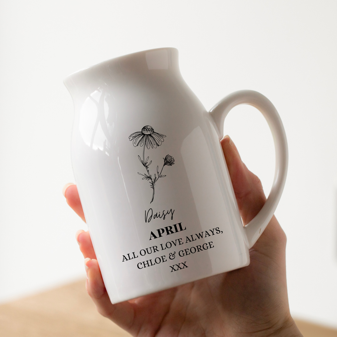 Personalised Birth Flower Vase - April Daisy