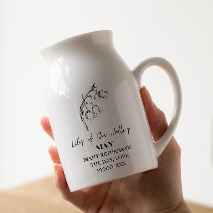 Personalised Birth Flower Vase - Lily of the Valley May