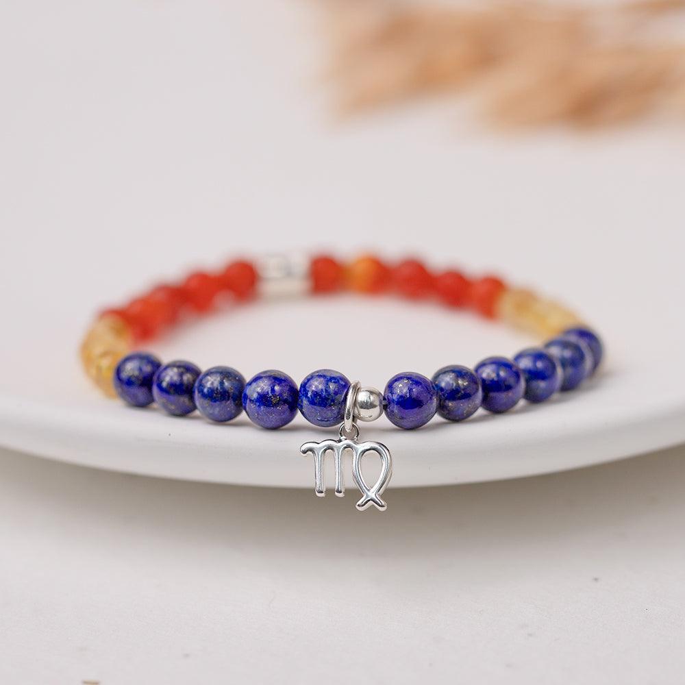 Virgo Birthstone Gemstone Bracelet with Lapis Lazuli Cyrstals