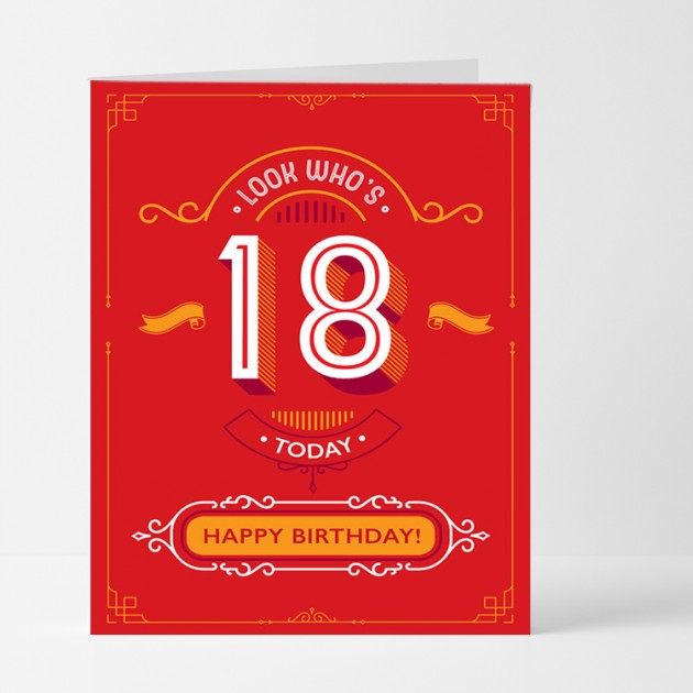 Hampers and Gifts to the UK - Send the Look Who's 18 Birthday Card 