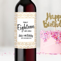 Hampers and Gifts to the UK - Send the  Personalised Finally Eighteen! 18th Birthday Wine Bottle Gift