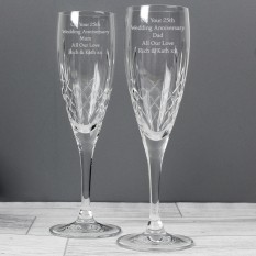 Hampers and Gifts to the UK - Send the Personalised Cut Crystal Champagne Flutes