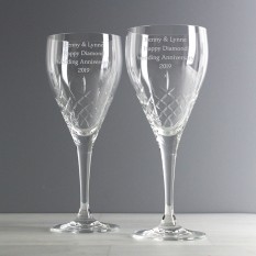 Hampers and Gifts to the UK - Send the Personalised Cut Crystal Wine Glasses