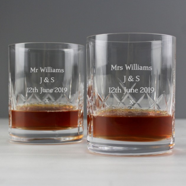 Hampers and Gifts to the UK - Send the Personalised Cut Crystal Whisky Tumblers