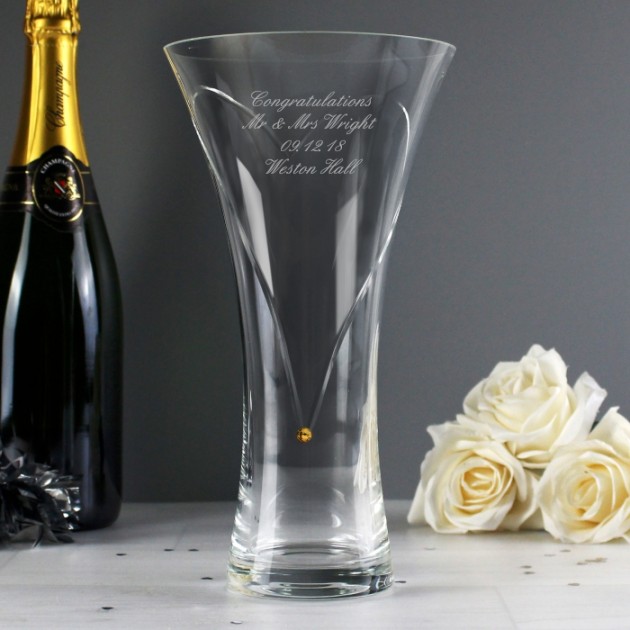 Hampers and Gifts to the UK - Send the Personalised Large Infinity Vase with Gold Swarovski Elements