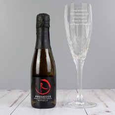 Hampers and Gifts to the UK - Send the Personalised Miniature Crystal Champagne Gift Set