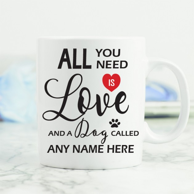 Hampers and Gifts to the UK - Send the All You Need is Love and a Dog Mug 