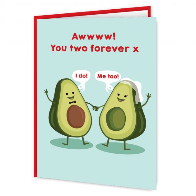 Hampers and Gifts to the UK - Send the Avocado Couple Wedding Card 