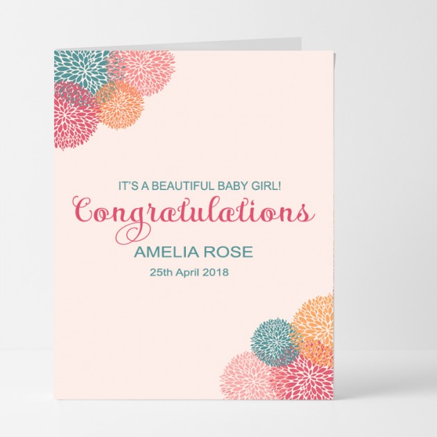Hampers and Gifts to the UK - Send the Personalised Beautiful Baby Girl Card