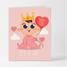 Hampers and Gifts to the UK - Send the Heart Balloon Baby Girl Card