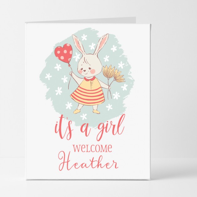 Hampers and Gifts to the UK - Send the Personalised Bunny It's a Girl Card