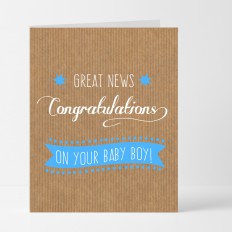 Hampers and Gifts to the UK - Send the Great News Baby Boy Card