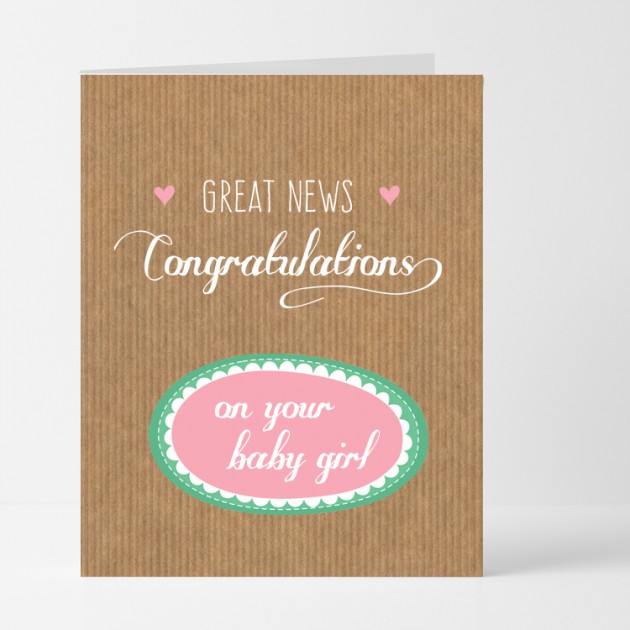 Hampers and Gifts to the UK - Send the Great News Baby Girl Card