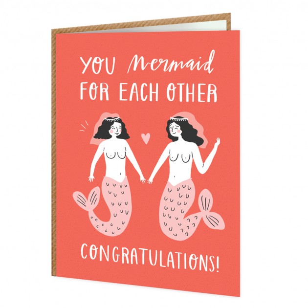 Hampers and Gifts to the UK - Send the You Mermaid For Each Other  Wedding Card 