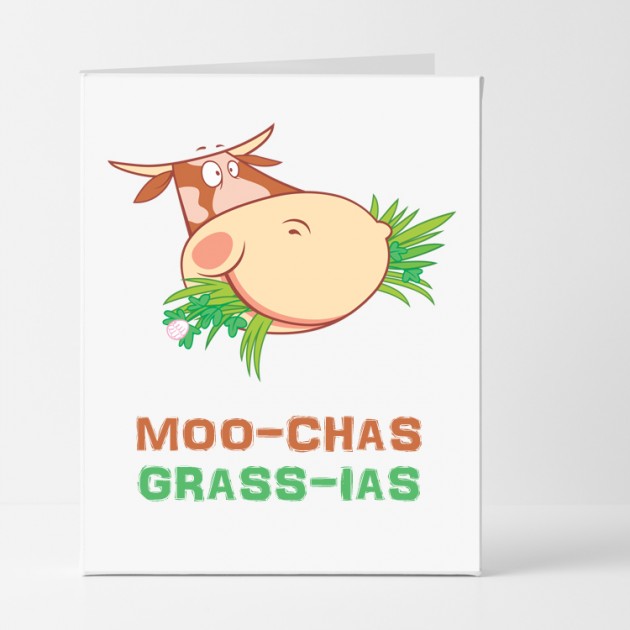 Hampers and Gifts to the UK - Send the Moo-Chas Grass-ias Thank You Card
