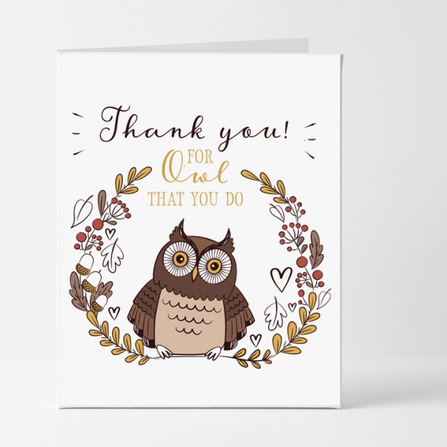 Hampers and Gifts to the UK - Send the Charming Owl Thank You Card