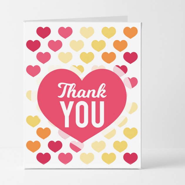Hampers and Gifts to the UK - Send the Colourful Hearts Thank You Card