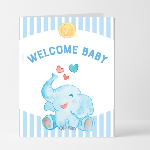 Hampers and Gifts to the UK - Send the Welcome Baby Cute Elephant Card