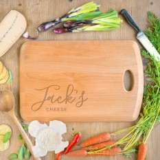 Hampers and Gifts to the UK - Send the Personalised Script Name Beech Wood Cheeseboard