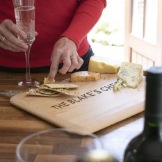 Hampers and Gifts to the UK - Send the  Personalised Surname Beech Wood Cheeseboard
