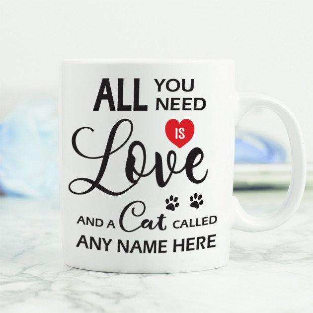 Hampers and Gifts to the UK - Send the All You Need is Love and a Cat Mug