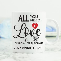 Hampers and Gifts to the UK - Send the All You Need is Love and a Pug Mug 