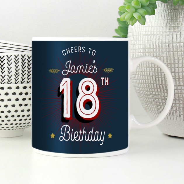 Hampers and Gifts to the UK - Send the Personalised Cheers 18th Birthday Mug 