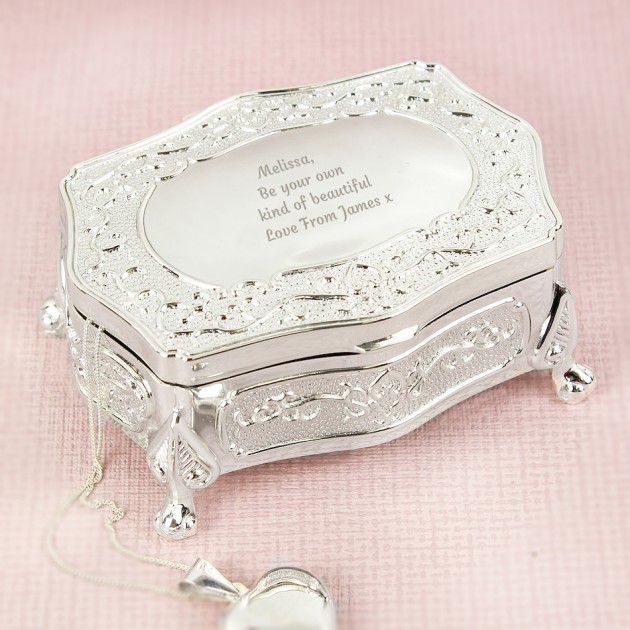 Hampers and Gifts to the UK - Send the Engraved Any Message Antique Trinket Box