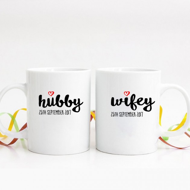 Hampers and Gifts to the UK - Send the Hubby and Wifey Mug Set