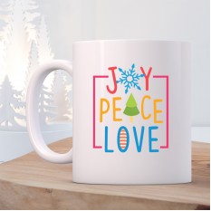 Hampers and Gifts to the UK - Send the Joy Peace Love Christmas Mug