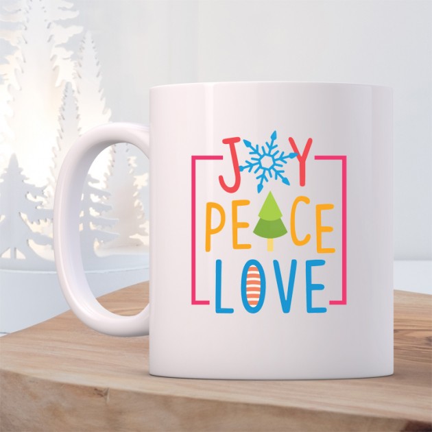 Hampers and Gifts to the UK - Send the Joy Peace Love Christmas Mug
