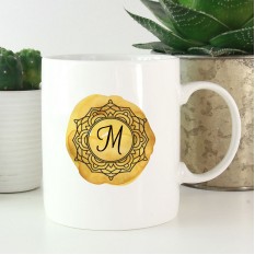 Hampers and Gifts to the UK - Send the Personalised Gold Monogram Mug