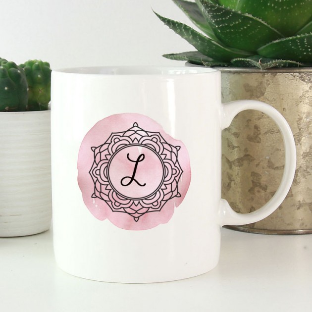 Hampers and Gifts to the UK - Send the Personalised Pink Monogram Mug