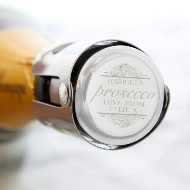 Hampers and Gifts to the UK - Send the Personalised Prosecco Bottle Stopper