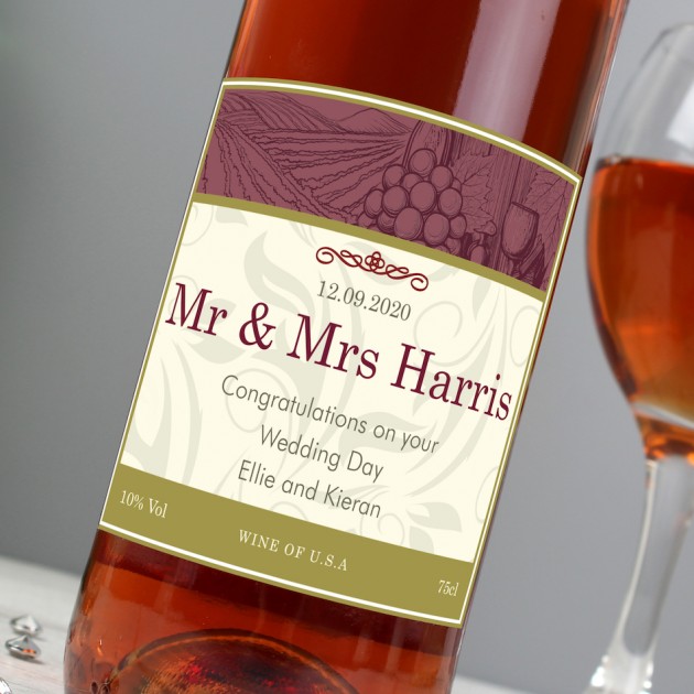 Hampers and Gifts to the UK - Send the  Personalised Traditional Rose Wine Gift