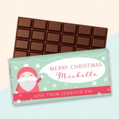 Hampers and Gifts to the UK - Send the Personalised Santa Claus Chocolate Bar 