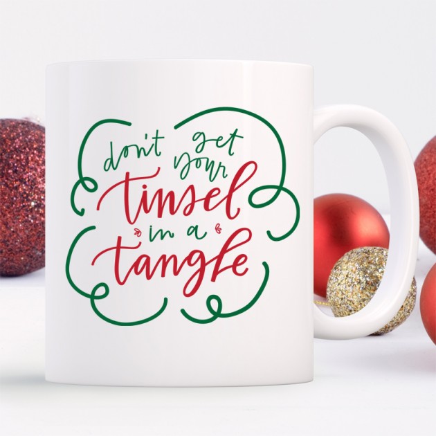 Hampers and Gifts to the UK - Send the Tinsel in a Tangle Christmas Mug 