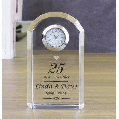 Hampers and Gifts to the UK - Send the Silver Anniversary Crystal Clock
