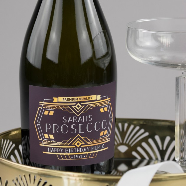 Hampers and Gifts to the UK - Send the Personalised Art Deco Prosecco